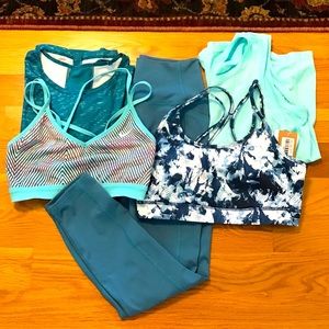 Set of 5 Yoga leggings & tops. Nike, Gaiam & more